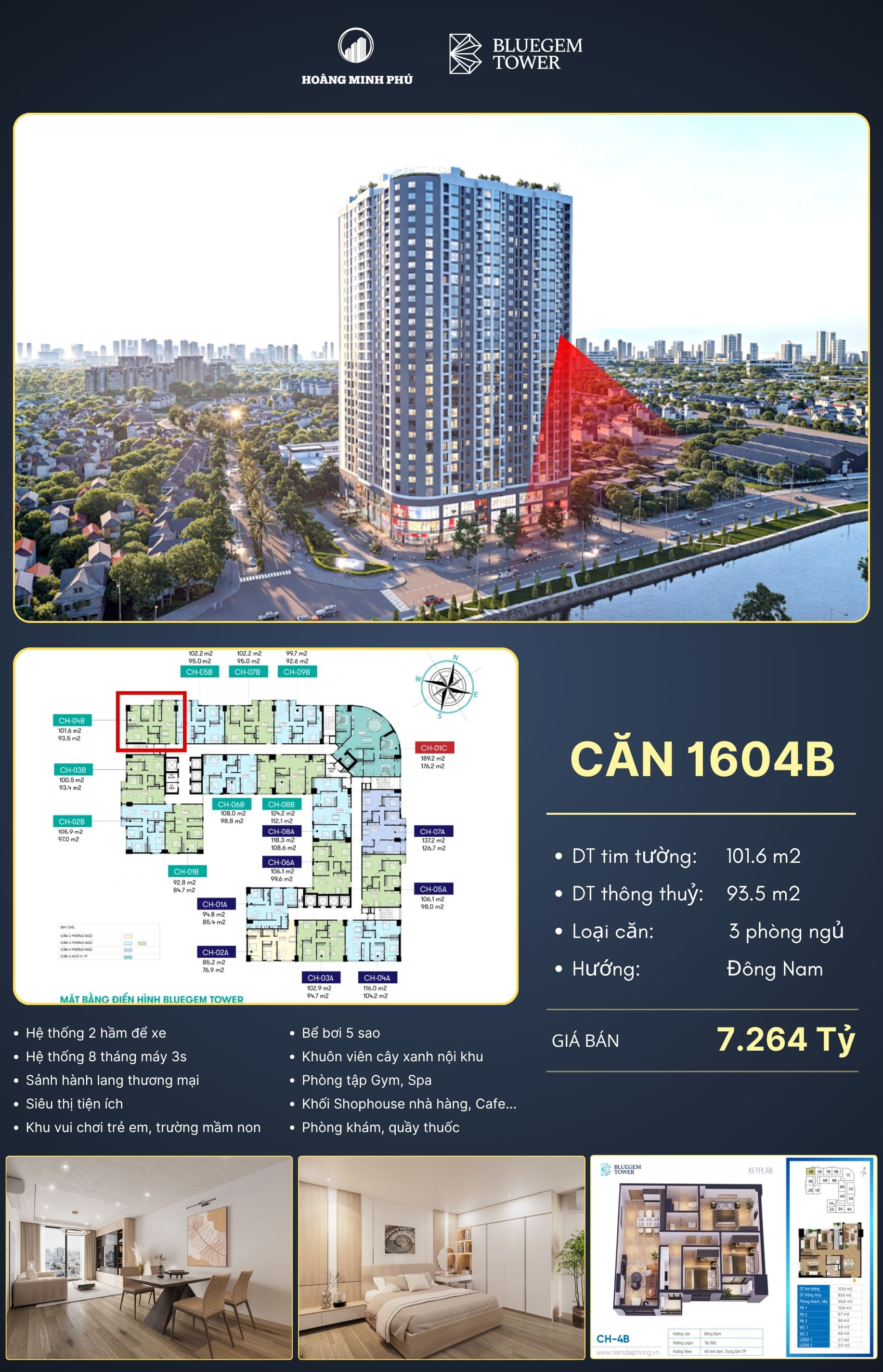 Ảnh trỏ vị trí căn 1604B