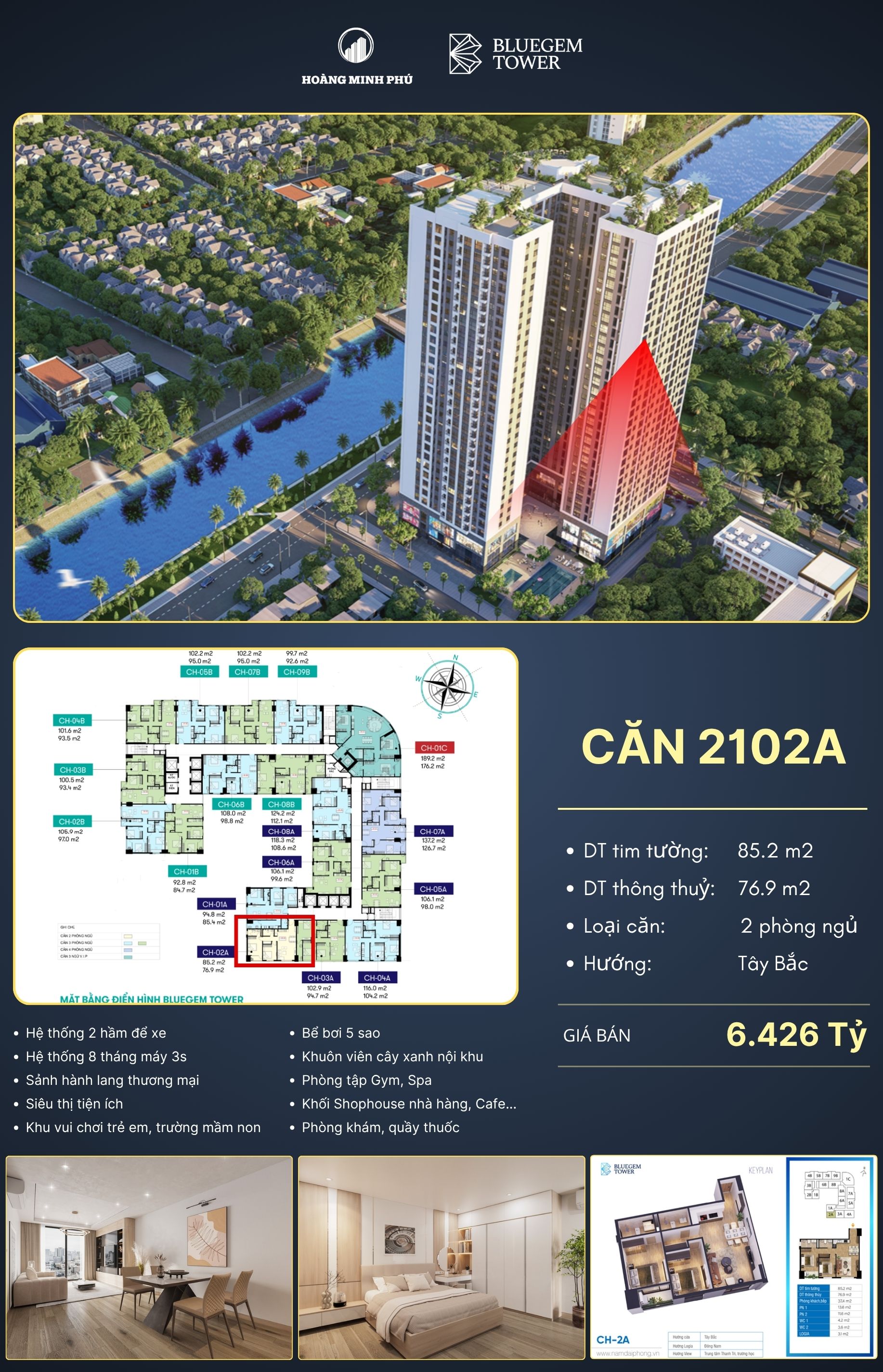 Ảnh trỏ vị trí căn 2102A