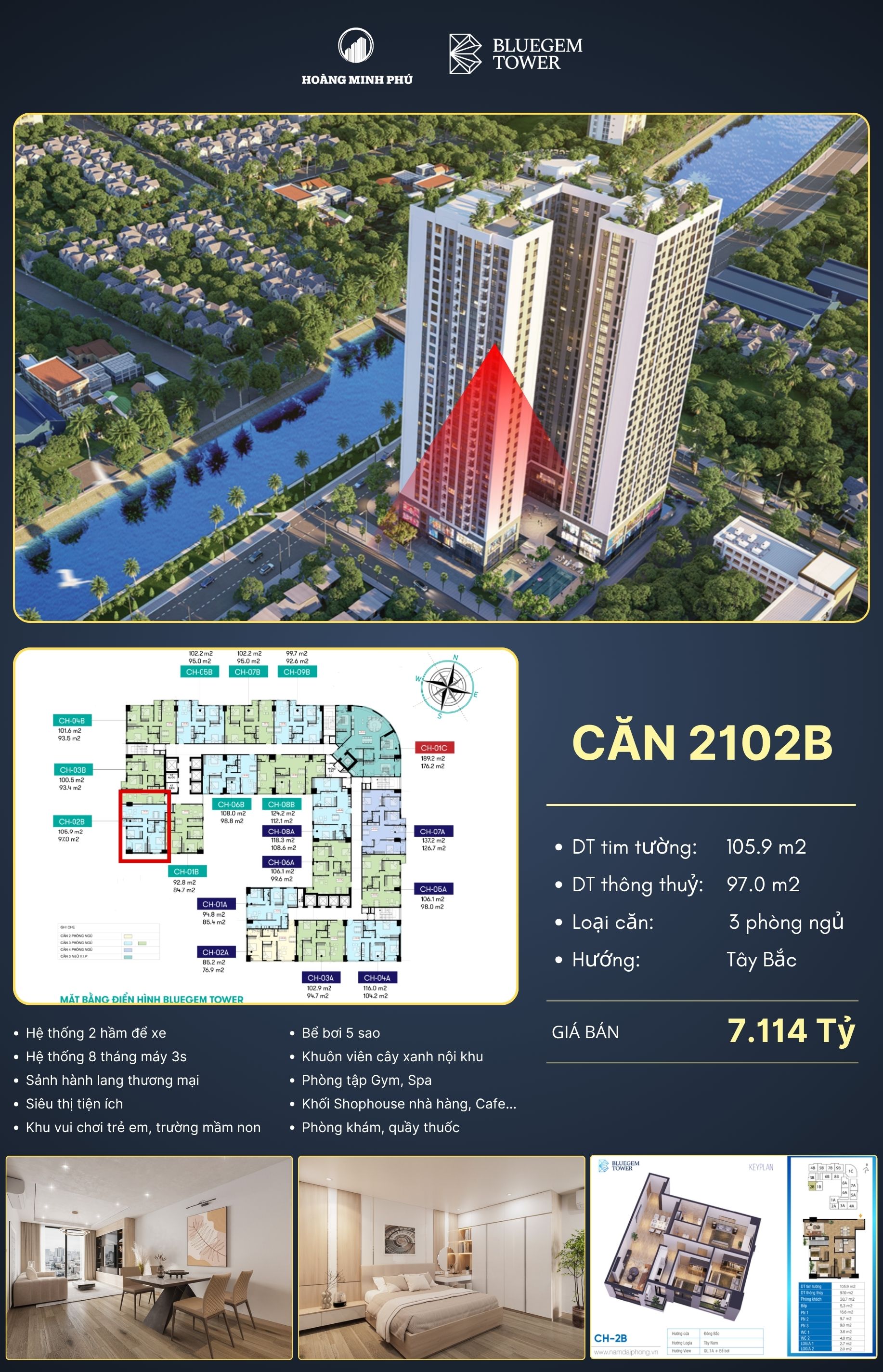 Ảnh trỏ vị trí căn 2102B